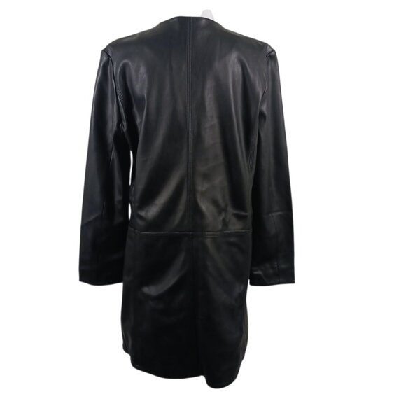Calvin Klein Black Faux Leather Lightweight Coat, Size Medium Classic, Vegan - Picture 3 of 16